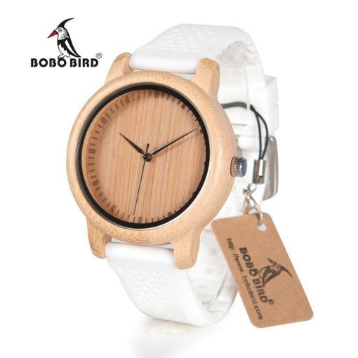 Zegarek drewniany Bobo Bird Color Silikon White B07
