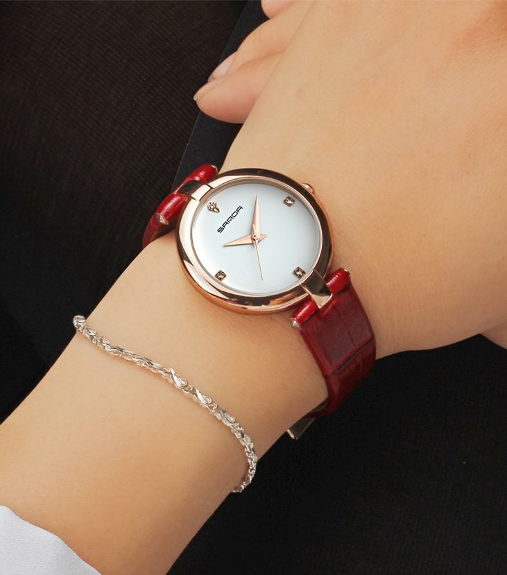 Zegarek Sanda Diamond czerwony biały 4