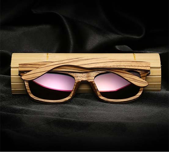 Drewniane okulary przeciwsłoneczne B05- fioletowe - zebrano 11