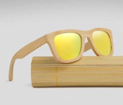 Drewniane okulary przeciwsłoneczne B06- żółte - bambus 3