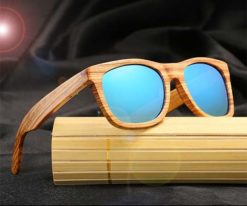 Drewniane okulary przeciwsłoneczne B02- niebieskie - zebrano 2