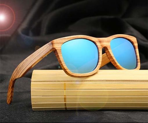 Drewniane okulary przeciwsłoneczne B02- niebieskie – zebrano