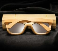Drewniane okulary przeciwsłoneczne B06- żółte - bambus 4