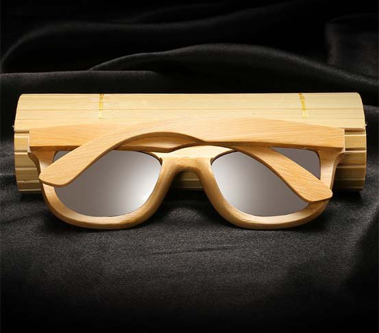 Drewniane okulary przeciwsłoneczne B06- żółte - bambus 12
