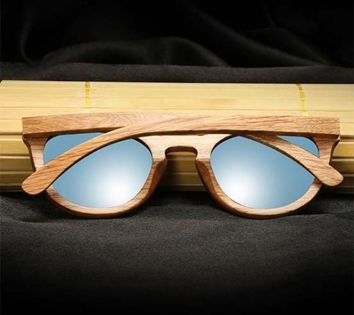 Drewniane okulary przeciwsłoneczne B08- niebieskie – dąb