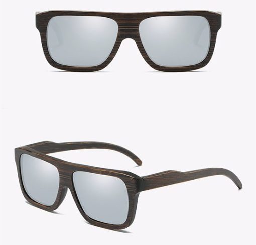 Drewniane okulary przeciwsłoneczne B04- srebrne – bambus