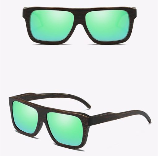 Drewniane okulary przeciwsłoneczne B04- Zielone – bambus