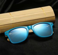 Drewniane okulary przeciwsłoneczne C01- niebieskie - bambus 3