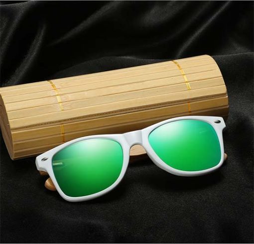 Drewniane okulary przeciwsłoneczne C03- zielone – bambus