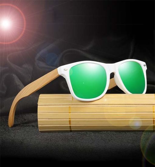 Drewniane okulary przeciwsłoneczne C03- zielone – bambus