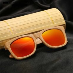 Drewniane okulary przeciwsłoneczne B03- pomarańczowe - dąb 1