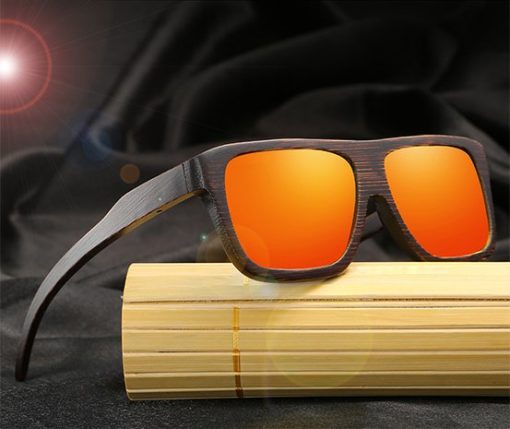 Drewniane okulary przeciwsłoneczne B04- pomarańczowe – bambus