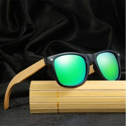 Drewniane okulary przeciwsłoneczne C02- zielone – bambus