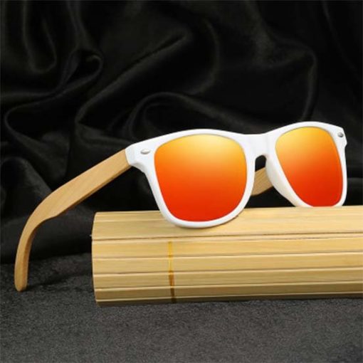Drewniane okulary przeciwsłoneczne C03- pomarańczowe – bambus
