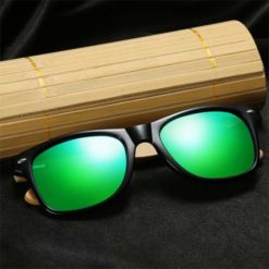 Drewniane okulary przeciwsłoneczne C02- zielone - bambus 2