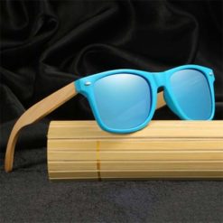 Drewniane okulary przeciwsłoneczne C01- niebieskie - bambus 2