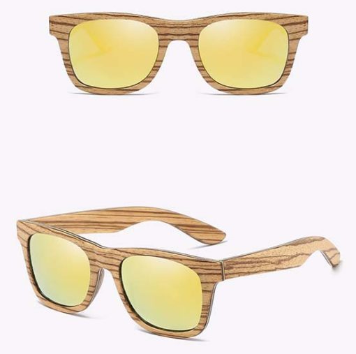 Drewniane okulary przeciwsłoneczne B05- żółte – zebrano