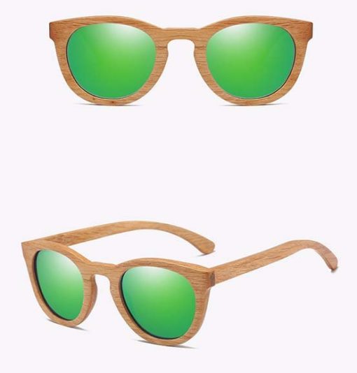 Drewniane okulary przeciwsłoneczne B08- zielone – dąb