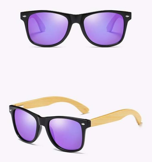 Drewniane okulary przeciwsłoneczne C02- fioletowe – bambus