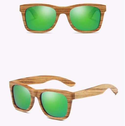 Drewniane okulary przeciwsłoneczne B02- zielone – zebrano