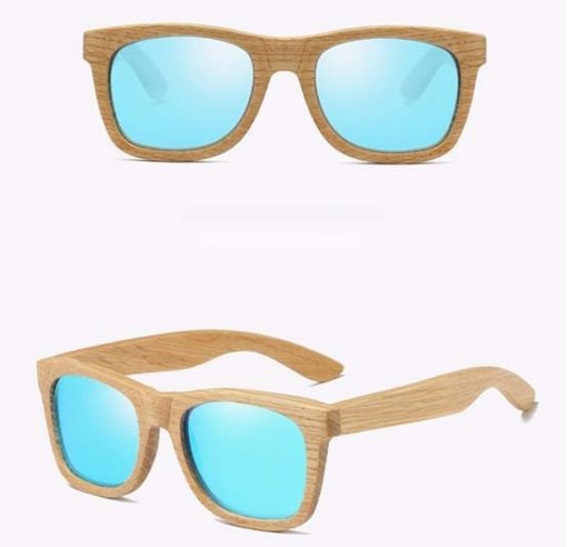 Drewniane okulary przeciwsłoneczne B03- niebieskie – dąb