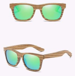Drewniane okulary przeciwsłoneczne B05- zielone - zebrano 1