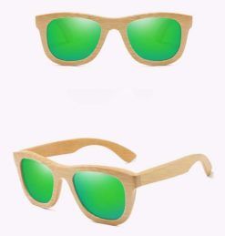 Drewniane okulary przeciwsłoneczne B06- zielone - bambus 1