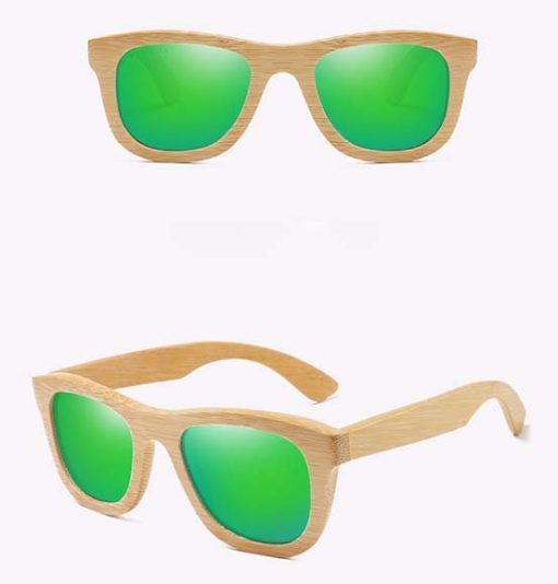 Drewniane okulary przeciwsłoneczne B06- zielone – bambus