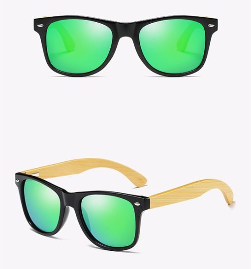 Drewniane okulary przeciwsłoneczne C02- zielone – bambus