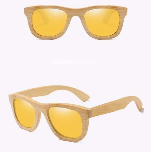 Drewniane okulary przeciwsłoneczne B06- żółte – bambus