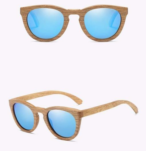 Drewniane okulary przeciwsłoneczne B08- niebieskie – dąb