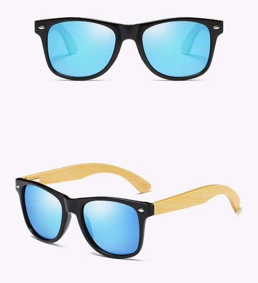 Drewniane okulary przeciwsłoneczne C02- niebieskie – bambus