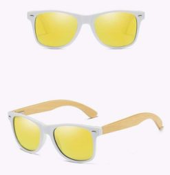 Drewniane okulary przeciwsłoneczne C03- żółte - bambus 1