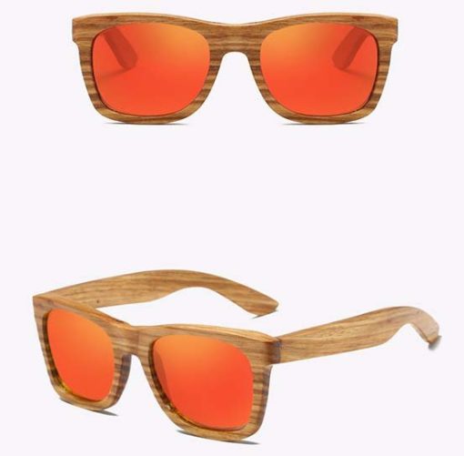 Drewniane okulary przeciwsłoneczne B02- pomarańczowe – zebrano