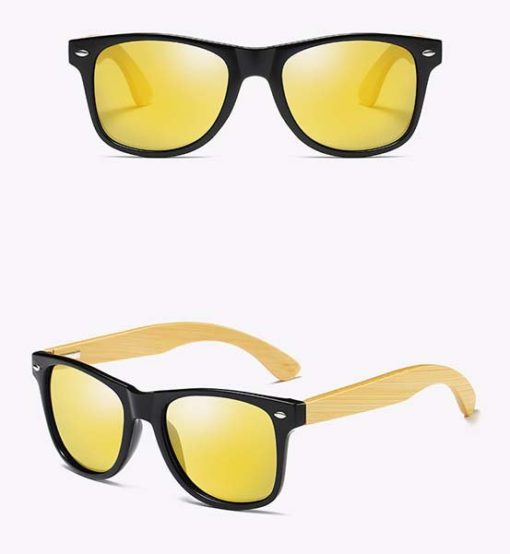 Drewniane okulary przeciwsłoneczne C02- żółte – bambus