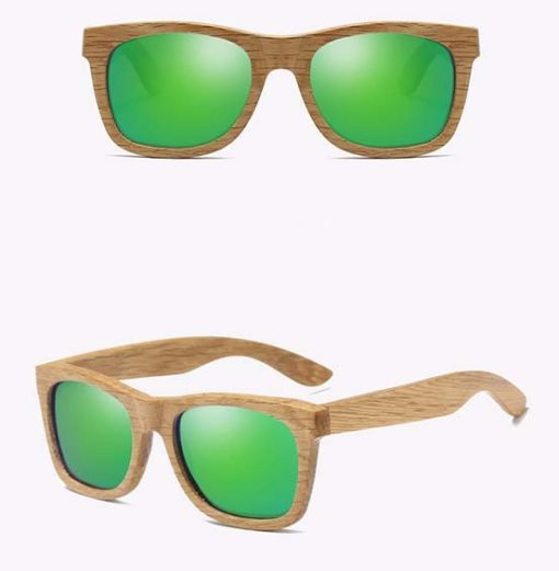 Drewniane okulary przeciwsłoneczne B03- zielone – dąb