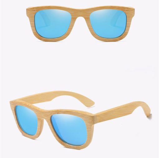 Drewniane okulary przeciwsłoneczne B06- niebieskie – bambus
