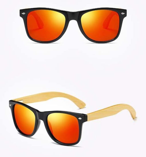 Drewniane okulary przeciwsłoneczne C02- pomarańczowe