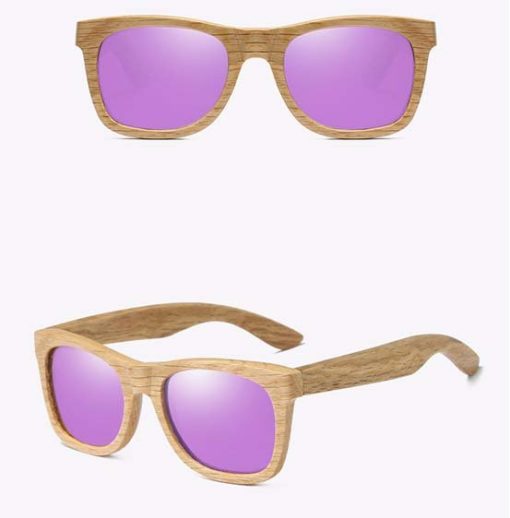 Drewniane okulary przeciwsłoneczne B03- fioletowe – dąb