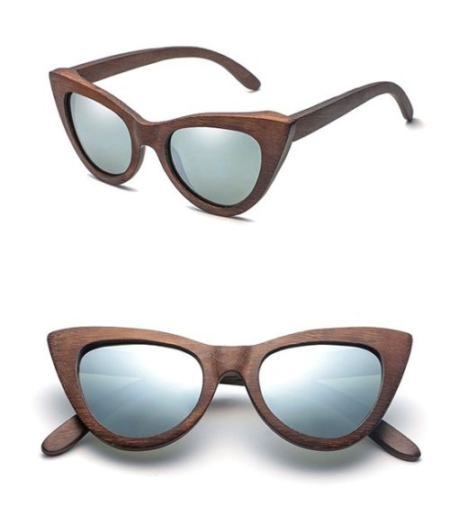 Drewniane okulary przeciwsłoneczne B09- srebrne – bambus
