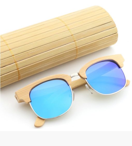 Drewniane okulary przeciwsłoneczne B10-niebieskie – bambus