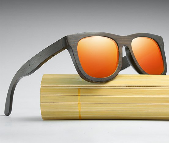 Drewniane okulary przeciwsłoneczne B07- pomarańczowe - bambus 17