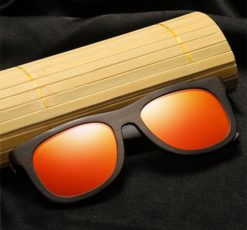 Drewniane okulary przeciwsłoneczne B07- pomarańczowe - bambus 2