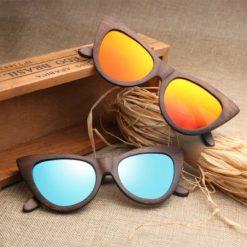 Drewniane okulary przeciwsłoneczne B09- niebieskie - bambus 3