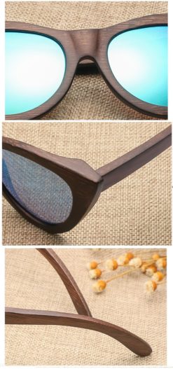 Drewniane okulary przeciwsłoneczne B09- niebieskie - bambus 6