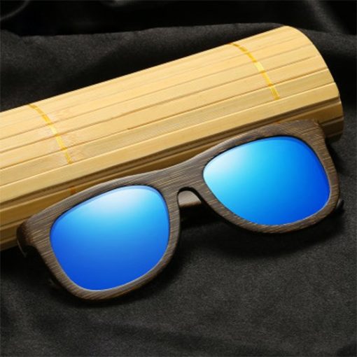 Drewniane okulary przeciwsłoneczne B07- niebieskie – bambus