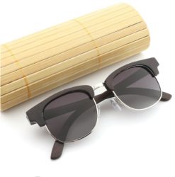 Drewniane okulary przeciwsłoneczne B11 - czarne - bambus 2