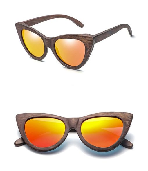 Drewniane okulary przeciwsłoneczne B09- pomarańczowe – bambus
