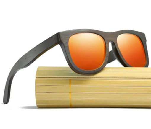 Drewniane okulary przeciwsłoneczne B07- pomarańczowe – bambus