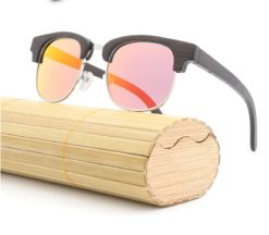 Drewniane okulary przeciwsłoneczne B11 - pomarańczowe - bambus 3